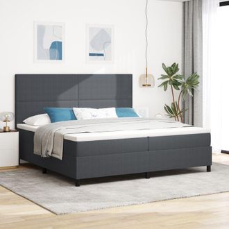 vidaXL Box Spring Bed Manual Dark Grey and White 203 x 200 x 128 cm vidaXL