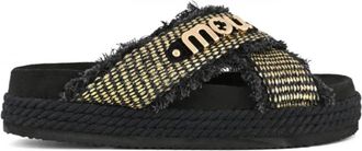 Mou Zwarte Kruis-Rope Sandaal - Dames - Sandalen - Zwart - 36 EU - Schoenen