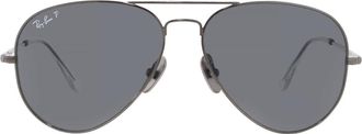 Ray-Ban Ray Ban Aviator Titanium Black Polarized Pilot Unisex Sunglasses RB8089 165/48 58