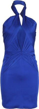 Zac Posen Halter Mini Dress in Blue Satin
