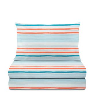 KASANOVA Completo letto 1 piazza e mezza righe azzurre arancione