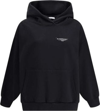 Givenchy Zwarte Katoenen Hoodie met Bedrukt Logo - Dames - Hoodies - Zwart - S - Katoen - Hoodies & sweatvesten