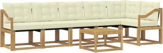 vidaXL Conjunto De Sof&aacute;s De Exterior 7 Uds. Blanco Y Crema Vidaxl