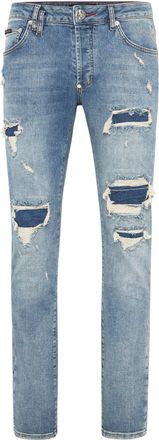 Philipp Plein Denim Super Straight Cut Fit Trousers