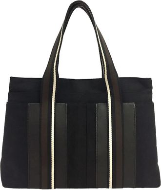 Hermès Black Canvas Leather Tote Bag (Pre-Owned)