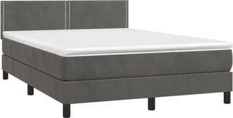 vidaXL Vidaxl - Cama Box Spring Colch&oacute;n Y Led Terciopelo Gris Oscuro 140x190 Cm