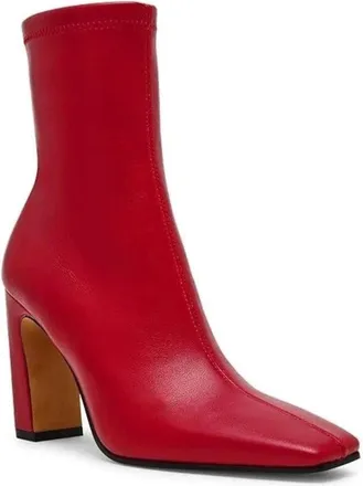 Steve Madden Womens Steve Madden Vinka Boots Dark Red Block Heel Ankle Bootie ZAP1709