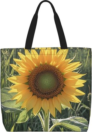 Generic Sun Flower Women Handbag Foldable Tote Bag Lightweight Shoulder Bags For Daily Use Travel College
