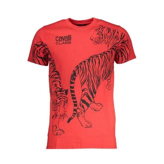 Cavalli T-Shirts, male, Red, L, Red Tiger Crew Neck Tee