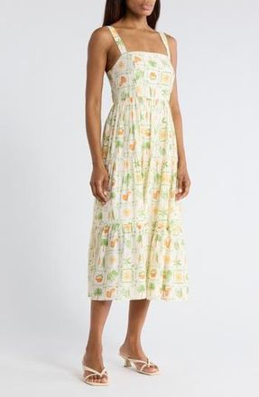 Blu Pepper Veggie Print Midi Dress in Green Multi at Nordstrom Rack, Size Medium