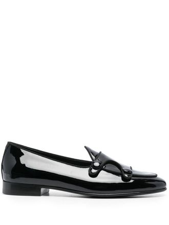 Edhen Milano Almond-Toe Leather Loafer - Black