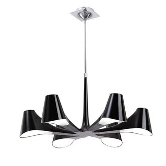 Netlighting Ora Telescopic Semi Flush Light Gloss Black 6 Light E27 Chrome