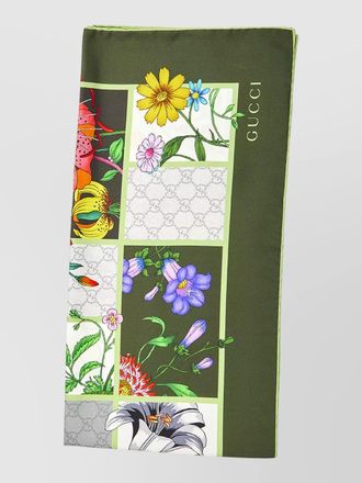 Gucci silk twill scarf floral print