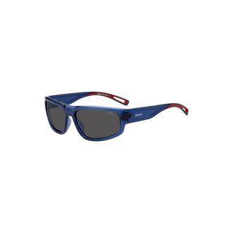 HUGO BOSS Temple-logo sunglasses in blue acetate