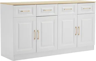 Urban Meuble Mueble de baño blanco y madera con 4 cajones y 4 puertas