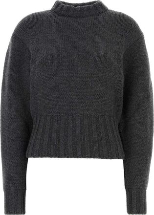 Alexander McQueen Alexander Mcqueen Melange Dark Grey Stretch Wool Blend Sweater