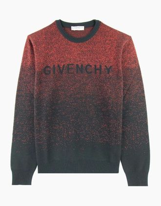 Givenchy Mens Givenchy Metallic Fibre Knitted Sweat Black & Red - Multi/Black - Size: 40