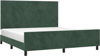 vidaXL Vidaxl - Estructura Cama Con Cabecero Terciopelo Verde Oscuro 180x200 Cm