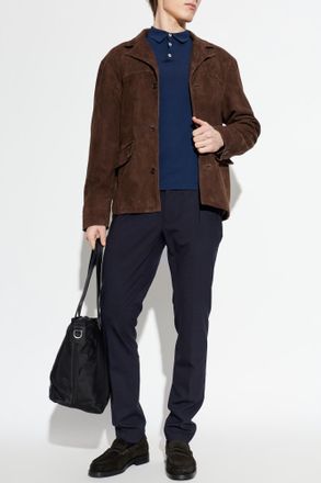 Eleventy Cotton Long-sleeve Polo, Mens, Navy Blue