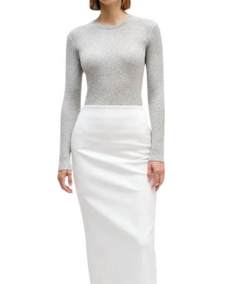 Enza Costa Cashmere Cotton Pointelle Long Sleeve In Grey