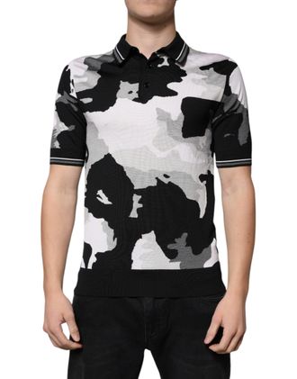 Dolce & Gabbana Mens Camouflage Polo Shirt Tsh86941 - Black Silk - Size EU 46 (Mens)
