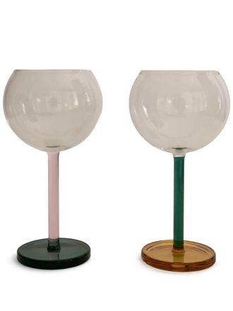 Sophie Lou Jacobsen Green, Orange And Pink Two-Piece Glass Set - Unisex - Glass