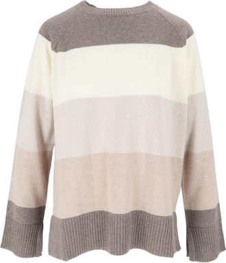 Kangra Cashmere Maxi Stripe Raglan Crewneck Knit Sweater