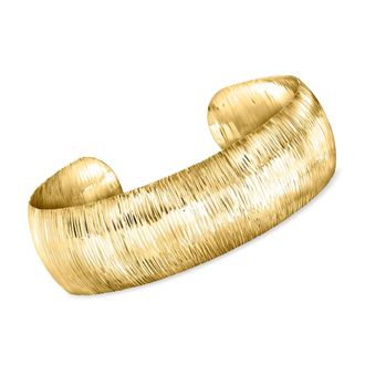 Ross-Simons Italian 18kt Gold Over Sterling Textured Cuff Bracelet