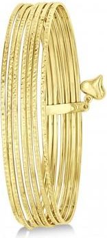 Allurez Diamond-Cut Slip-On Seven Bangle Bracelets 14k Yellow Gold