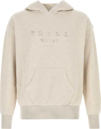 Prada Melange Zand Katoenen Sweatshirt