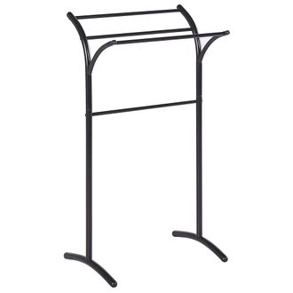 Beliani Beliani - Toallero De Metal Negro Mate Recubrimiento En Polvo 3 Rieles Accesorio De Pie Moderno Ba&ntilde;o Yopal