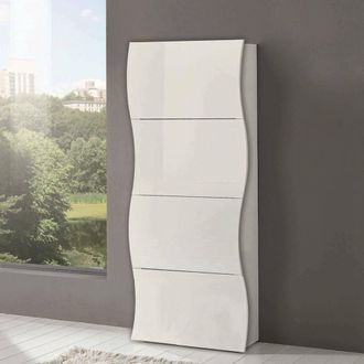 Dmora Zapatero Ddelig, Mueble Multiusos Con 4 Puertas, Zapatero De Entrada, 100% Made In Italy, Cm 71x27h162, Blanco Brillante - Dmora