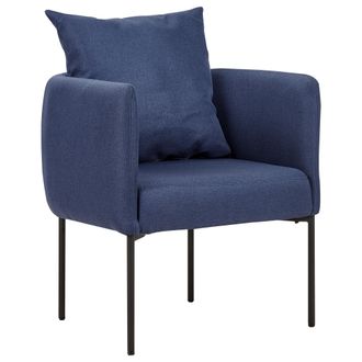Beliani Sill&oacute;n Elegante Con Coj&iacute;n Patas De Hierro Negras Estilo Retro Lino Sint&eacute;tico Azul Oscuro Malmos