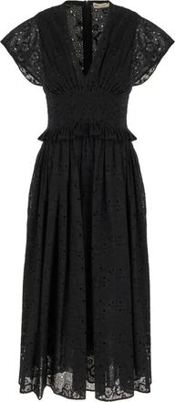 Tory Burch Eyelet Cotton Dress - female - Tory Burch - Midi Dresses - Black - 2XS - Dresses