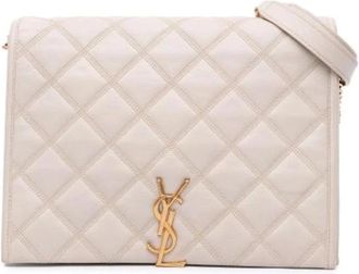 Saint Laurent Pre-owned Shoulder Bags, female, White, Size: ONE SIZE Pre-owned Leather Shoulder Bag