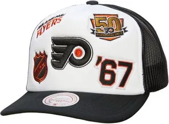 Mitchell & Ness Mens Mitchell & Ness White/Black Philadelphia Flyers Gridlock Trucker Adjustable Hat at Nordstrom