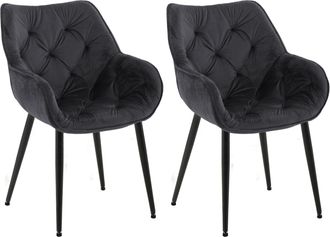 Clp Clp - Set De 2 Sillas De Comedor Tanna En Terciopelo Negro