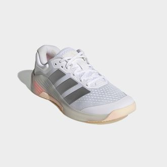adidas Trainingsschuh ADIDAS PERFORMANCE DROPSET 4 POWER TRAINING, Damen, Gr. 38,5, cloud wei&szlig;, silber metallic, lucid orange, Textil, Schuhe Trainingsschuh