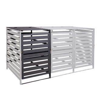 Hhg Hhg - Nunca Usado] Extensi&oacute;n De Tapa De Cubo De Basura Xl 1pc/2pc 714, Caja De Cubo De Basura, 114x67x97cm Madera Maciza, Antracita