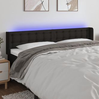 vidaXL Cabecero Con Led De Tela Negro 183x16x78/88 Cm Vidaxl