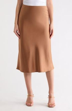 Renee C Solid Satin Midi Skirt in Caramel at Nordstrom Rack, Size X-Small