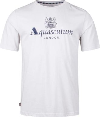 Aquascutum Heren Active T-Shirt met groot logo (Wit)