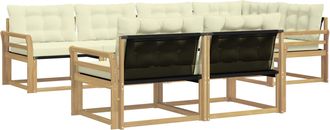 vidaXL Conjunto De Sof&aacute;s De Exterior 7 Uds. Blanco Y Crema Vidaxl