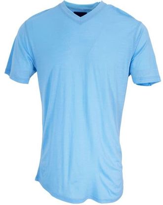 Lords of Harlech Victor Extra Fine Merino Wool V-neck Shirt in Blue at Nordstrom, Size Xx-Large