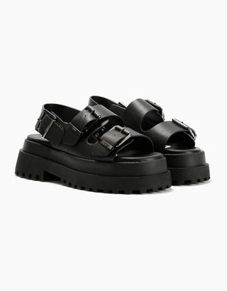 Buffalo Womens Buffalo Pluto Ari Womens Black Sandals - Size: UK 7 / eu 41 / us 10