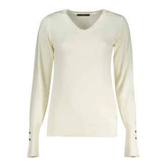Guess T-shirt met Lange Mouwen - Dames - V-hals truien - Wit - S - Truien & Vesten