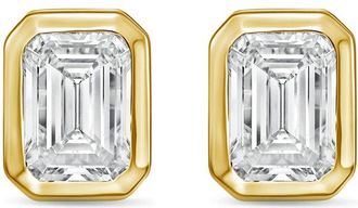 Diana M. Jewels 14Kt Yellow Gold 9.00 cts Lab Grown Emerald Diamond Bezel Studs