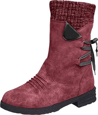 Generic Knee High Boots for Women Winter Waterproof Snow Boots Sweater Knitted Cuff Fashion Wide Fit Side Zipper Warm Comfortable Non-Slip Walking Boot Outdoo