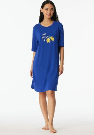 Schiesser Nachthemd SCHIESSER Casual Fashion, Damen, Gr. 36, N-Gr, 819, blau, Single Jersey, Obermaterial: 95% Modal, 5% Elasthan, bequem kniefrei, Rundhals, Kl