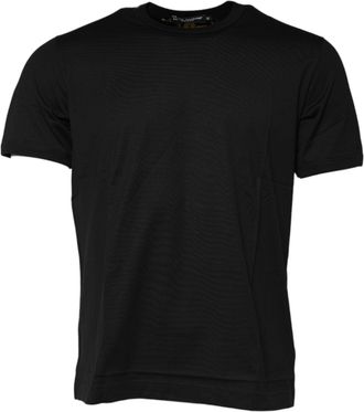Dolce & Gabbana Mens Black Cotton Logo Print Crew Neck T-Shirt